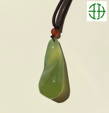 Xiuyan Jade Freeform Pendant - Ice-Grade Raw Stone Necklace with Ink-Wash Design, Irregular Water-Drop Shape for Women