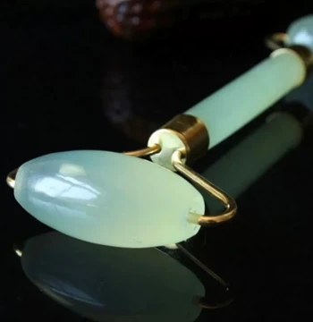Natural Xiuyan Jade Facial Roller Massager for Eye Care, Face Slimming, Lifting, and Tightening V-Line Contouring