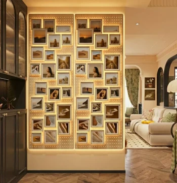 Pegboard Photo Wall Display, Home Magnetic Picture Frame Organizer for Living Room