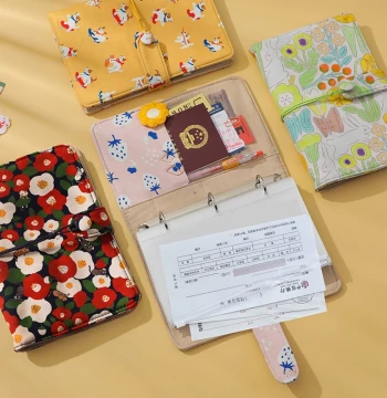 Multifunctional Cloth-Bound Loose-Leaf Bank Deposit Organizer - Storage Book for Certificates, Drafts, Cash, Passbooks, and Cards