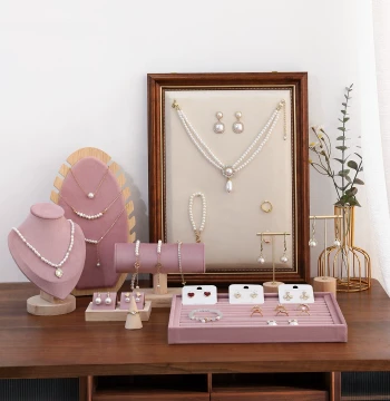 Solid Wood Jewelry Display Stand – Frame-Style Organizer for Necklaces, Earrings, Bracelets, Rings; Ideal for Store Merchandising