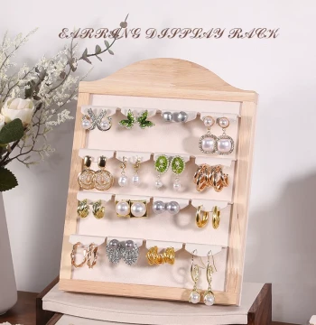 Solid Wood Jewelry Display Stand, Vertical Earring Storage Rack, Accessory Showcase for Market Stalls and Photography Props