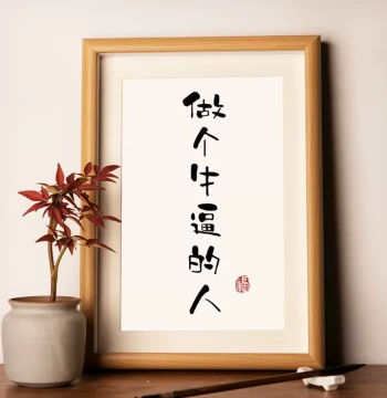 Inspirational Calligraphy Wall Art or Desk Plaque - 'Be an Awesome Person' Handwritten Script, Decorative Framed Gift for Home or Office