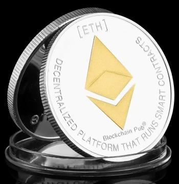 ETH Physical Commemorative Coin – Two-Tone Gold & Silver Ethereum Toy Coin, Bitcoin-Inspired Creative Collectible Gift