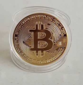 Authentic Heavy Metal Commemorative Coin in Gold/Silver Finish - Custom Anniversary Collectible and Virtual Bitcoin Gift