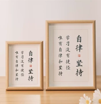 Stay Calm and Speak Carefully Desk Ornament Handwritten Calligraphy Decor Inspirational Artwork Bedside Motto