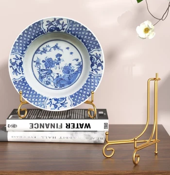 Multi-functional Iron Plate Display Stand - Decorative Desktop Rack for Plates, Tea Cakes, and Photo Frames