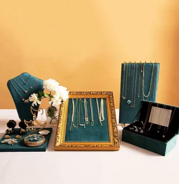Soft-Padded Tray Jewelry Display Ornament Desktop Green Prop Accessory Frame Display Velvet Board Earrings Ear Jewelry