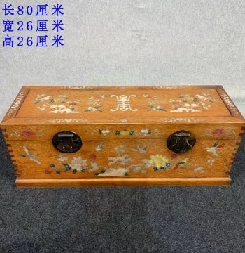 Antique Rosewood Storage Box with Shell Inlay for Artworks and Jewelry (Large, Rectangular)