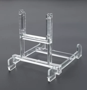 Plate Display Stand for Round Hanging Plates, Decorative Dishes, and Ceramic Platters – Clear Acrylic Holder with Photo Frame Base