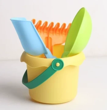 Kids Soft Rubber Beach Bucket Toy Set with Small Shovels, Baby Water Play Toys, Durable Sand Control and Snow Play Tools