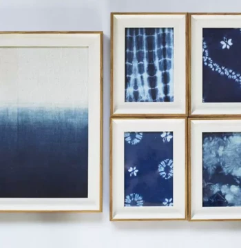 /Indigo-Dyed Frame/ - Handcraft Wall Decor for Kindergartens & Schools, Tie-Dye Display for Homestays & Soft Furnishing