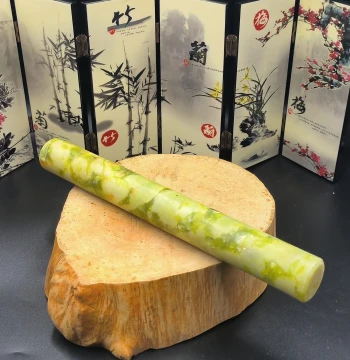 Natural Xiuyan Jade Rolling Pin, Jade Cylinder for Dumpling Wrappers, Default China Post Shipping
