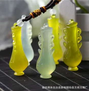 Natural Jade Pendant from Xiuyan, Liaoning – Hand-Carved Vase Charm, Premium Grade A Jade, Direct from Source
