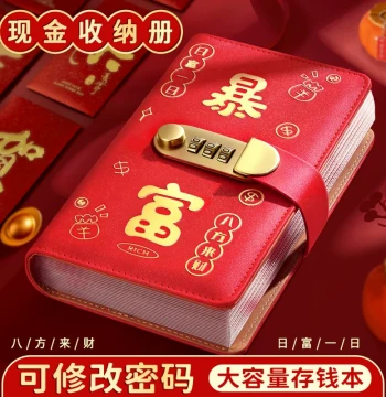 Cash Ledger Book with Combination Lock Money Clip - Large Capacity Banknote Storage and Collection Album
