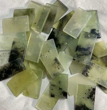 100% Natural Xiuyan Jade Hand-Painted Ink Long Pendant, Wu Shi Pai Ice-Grade Jade Plaque, Vintage Necklace or Bag Chain