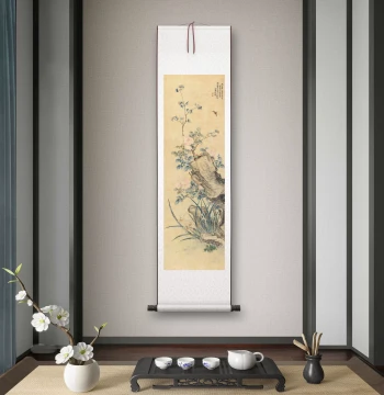 Qing Dynasty Jiang Pu 'Orchid and Rock Painting' High-Definition Ink Scroll for Living Room, Study, or Tea Room Decor
