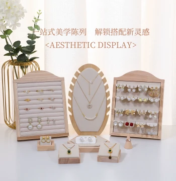 Solid Wood Jewelry Display Stand: Vertical Rack for Rings, Earrings, Studs, and Necklaces; Ideal for Retail Counters and Market Stalls