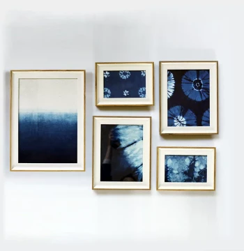 Indigo Dyed Picture Frames – Handmade Wall Art for Kindergartens, Tie-Dye Background Decor, Display Ornaments for Soft Furnishing in Homestays