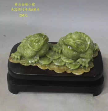 Natural Jade Ornament Set - Xiuyan Jade Pixiu, Dragon Turtle, Cabbage, and Golden Toad Figurines