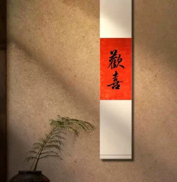 Custom Handwritten Scroll Calligraphy Joyful Art Zen Tea Room Vertical Hanging Painting Mindfulness Chinese Entryway Decor