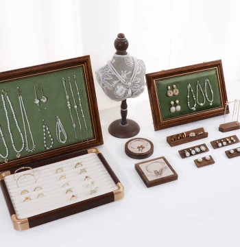 Walnut Wood Jewelry Display Stand, Pendant Necklace Model Holder, Frame for Rings and Bracelets, Market Stall Window Display Rack
