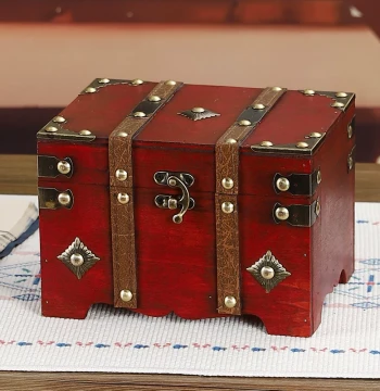 Antique-Style Small Treasure Chest with Password Lock - Vintage Jewelry Box and Collectible Wooden Crate for Decor
