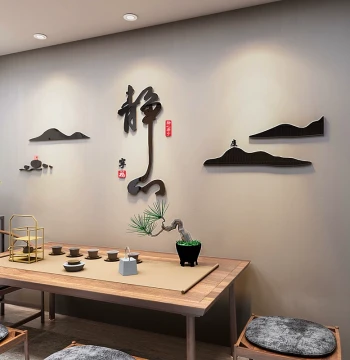 Zen Style 3D Acrylic Wall Stickers - Chinese Tea Culture Decor for Tea Rooms and Shops