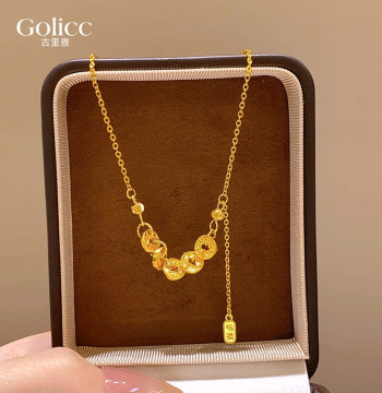 2026 New Sand-Gold Five Emperor Coin Necklace - Lightweight Luxury Niche High-End Sweater Chain Accessory for Women