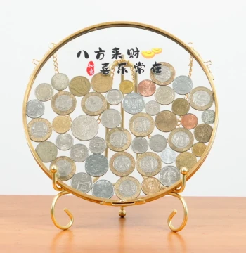 Travel Commemorative Coin Display Stand – Premium Brass Home Decor for Housewarming, Business Opening, or Wealth Attraction in Entryway and Living Room