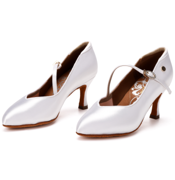 AG Waltz A5045 with Strap Silver-White Skin Tone Women's Modern Professional Art Exam Competition Practice Dance Shoes
