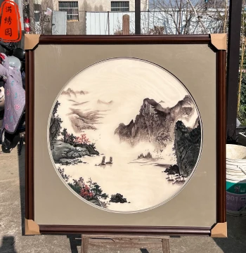 Su Embroidery Traditional Chinese Landscape Painting, Intangible Cultural Heritage, Handcrafted Fine Art for Living Room, Entryway, Study, and Bedroom
