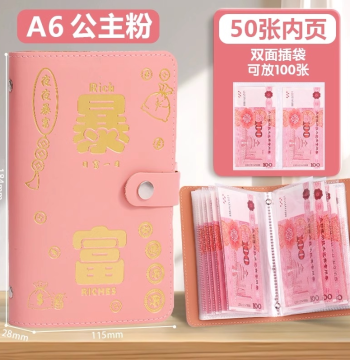 High-Capacity Cash Savings Book with Stylish Design for RMB Bill Storage and Currency Collection