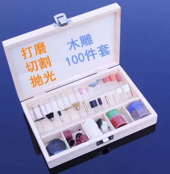 100-Piece Wood Box Set of Carving, Polishing, and Grinding Tools for Wood, Root, Jade, and Bodhi, Electric Grinder Consumables