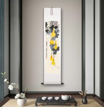Qi Baishi 'Five Blessings at the Door' - Ink Wash High-Definition Scroll Art for Living Room, Study, Tea Room, Entryway Decor