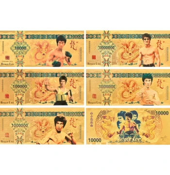 Factory 24K Gold Foil Banknote Bruce Lee Colorful 10000 Foreign Trade Commemorative Bill Coin Collection Cross-Border