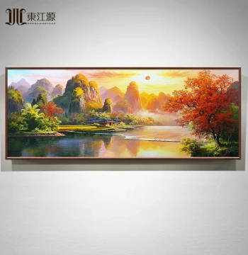 New Chinese Style Decorative Painting, Hand-Painted Oil on Canvas, Guilin Landscape Scenery from Dafen Village, High-End Large Format for Living Room
