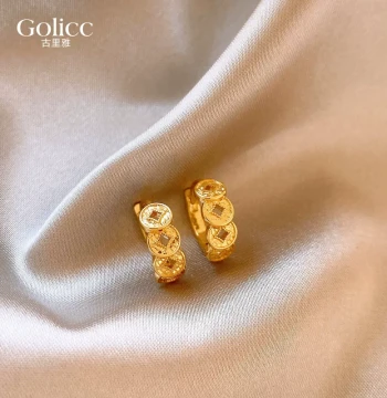 Gold Coin Metaphysics Wealth Earrings for Women, 2026 New Premium Style Unique Stud Earrings