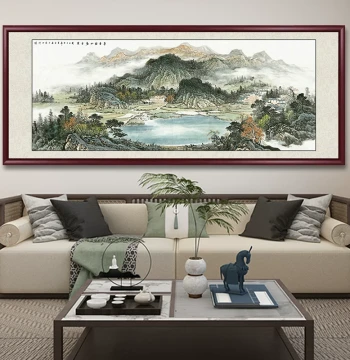 Cornucopia Landscape Painting Living Room Wall Art Office Backing Mountain Map West Wall Sofa Background Mural Decorative Chinese Traditional Painting