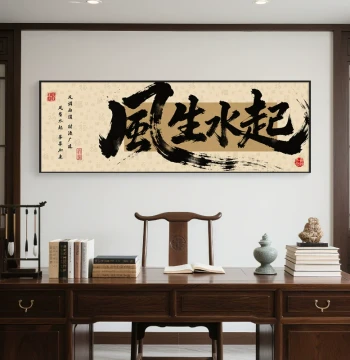 Original High-End Calligraphy Decorative Painting, New Chinese Style Zen Ink Wash Art for Living Room, Tea Room, Hotel, and Office Wall
