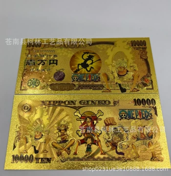 Plastic Gold Foil One Piece Luffy Gear 5 Nika Form Commemorative Note - Creative Plastic Currency (Bulk/Custom Available)