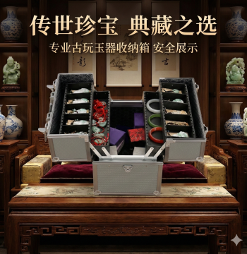 ALUBOX Walnut Collectible Storage Box, Antique Gold Jewelry Organizer, Multi-Treasure Chest, Buddha Bead Bracelet Collection Case