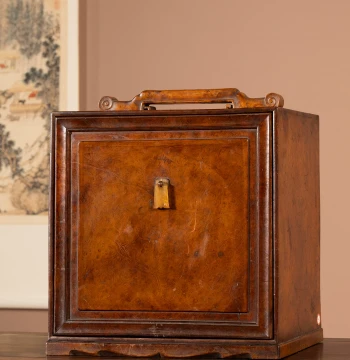 Qing Dynasty Burl Wood Handle Book Box - Authentic Antique Collectible for Study Desk Display and Storage