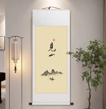 Jianxi Deixian Jianshan Baicai Scroll Art - New Chinese Style Decor for Study, Tea Room, Living Room, and Homestay Zen Wall Hanging
