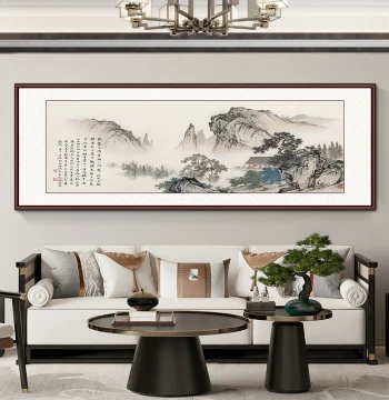 Living Room Decorative Painting 'Wangyun Tower' New Chinese Style Landscape Ink Wash Art for Tea Rooms and Offices