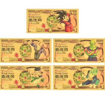 Classic Anime Dragon Ball Commemorative Banknote, Gold Foil Note, Plastic Currency, Collectible Bill