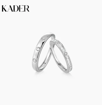 KATIRO 'Full Circle Coin' Couple Rings, Pair of S925 Sterling Silver Bands, Anniversary & Birthday Gift for Girlfriend