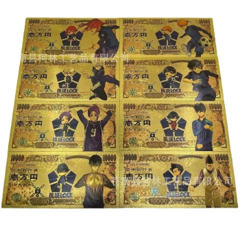 Plastic Gold Foil Banknotes, Blue Prison Theme, Japanese Yen Commemorative Notes, Creative Plastic Currency, Factory Wholesale Available
