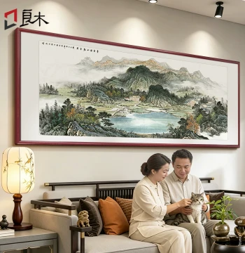 Cornucopia Landscape Painting for Living Room, West Wall Wealth-Attracting Art, New Chinese Style Office Mural