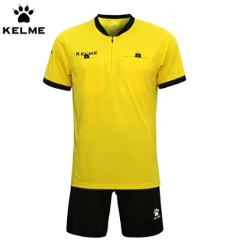 KELME Authentic Soccer Referee Uniform Set: Breathable, Comfortable, Quick-Dry Short-Sleeve Kit for Adult Men and Women in Professional Matches